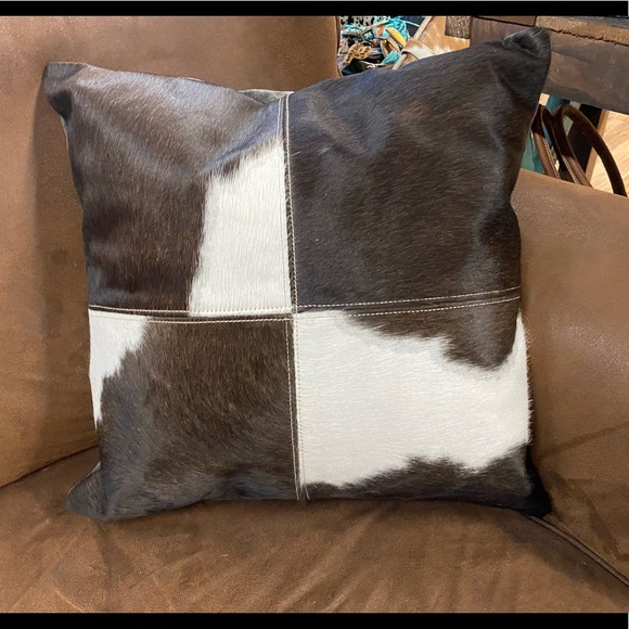 NWT Cowhide Cushion Cover White & Brown - Picture 8 of 10
